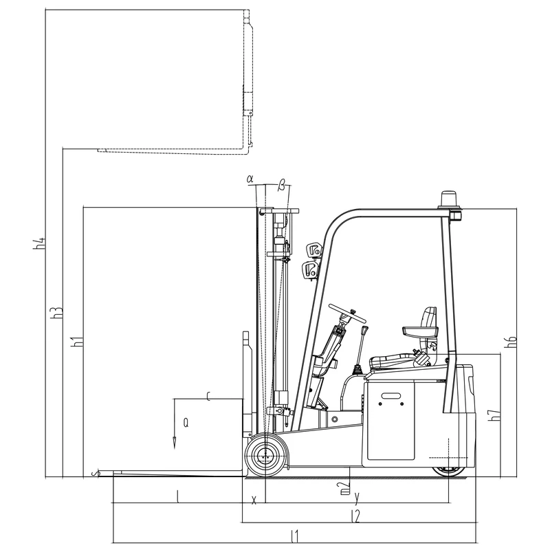 Carrello elevatore elettrico da magazzino ECV15ET con traslatore laterale