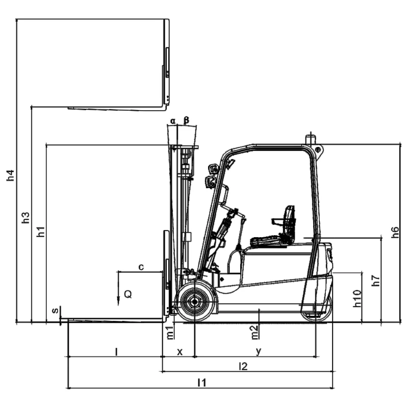 Carrello elevatore elettrico ECV20T con altezza di sollevamento fino a 6200 mm