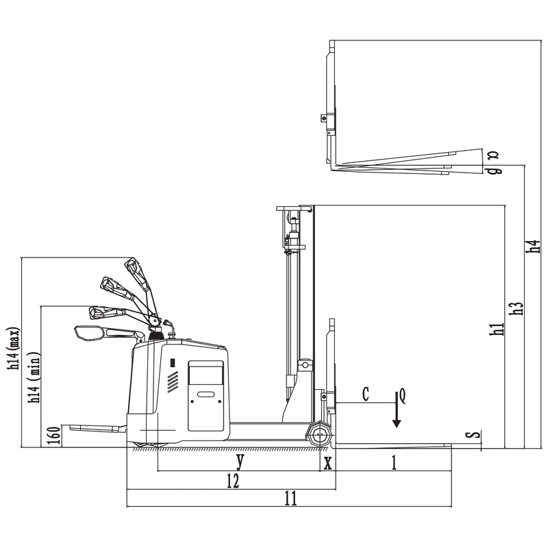 Impilatore elettrico controbilanciato EVVP15-P con pedana operatore