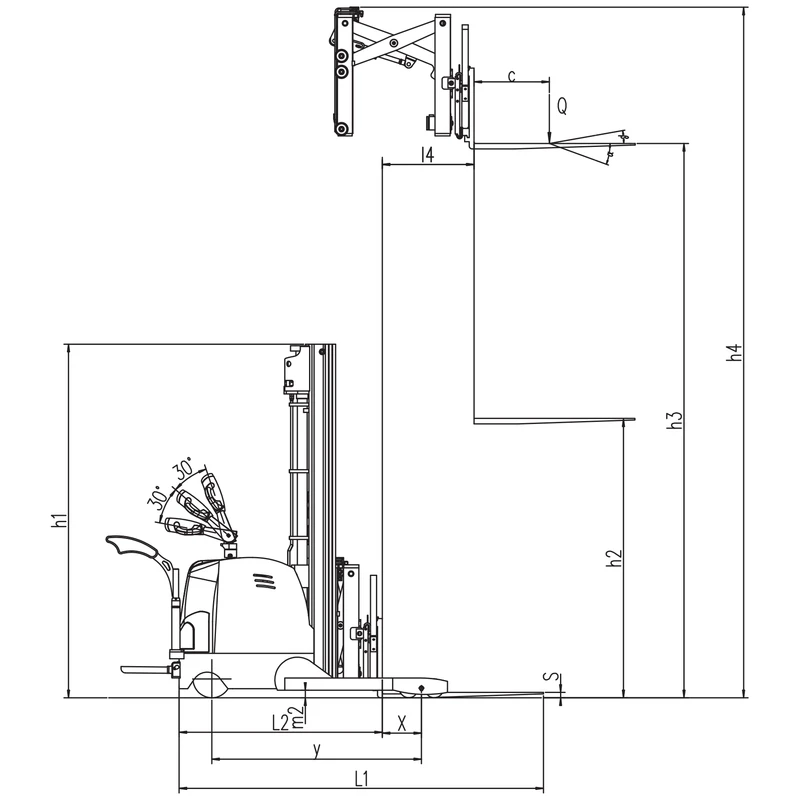 Vista dell'impilatore elettrico retrattile EVV12DS/EVV15DS