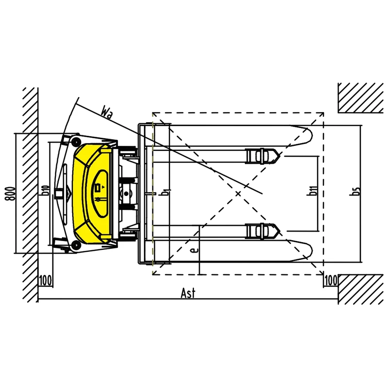 Impilatore semielettrico per magazzino PEVV15-PV da 1500 kg