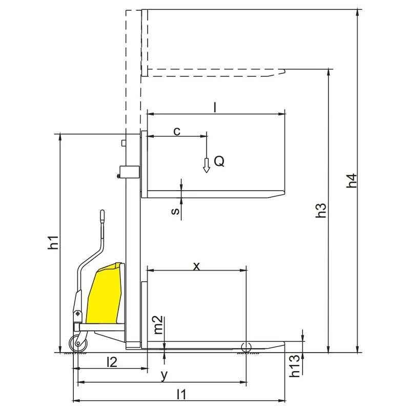 Impilatore semielettrico per pallet PEVV10/PEVV15 con traslazione manuale