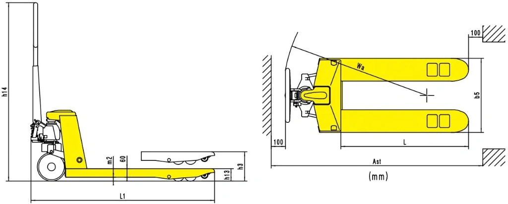 Dimensioni del transpallet manuale per impieghi gravosi RPV5000HD 5000 kg
