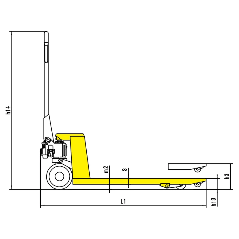 Dimensioni del mini transpallet manuale RPV500M da 500 kg
