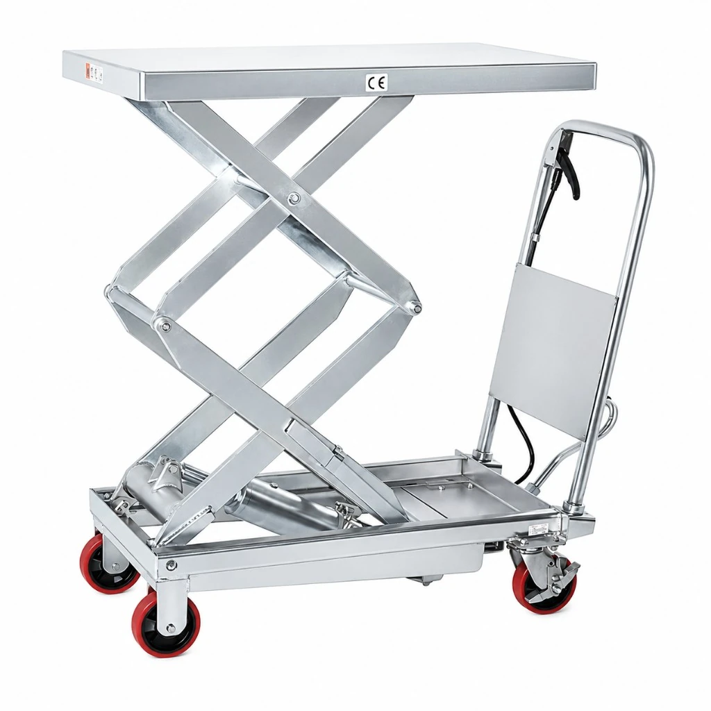 Tavola elevatrice mobile in acciaio inox a doppio pantografo (MPS350DS) 350 kg