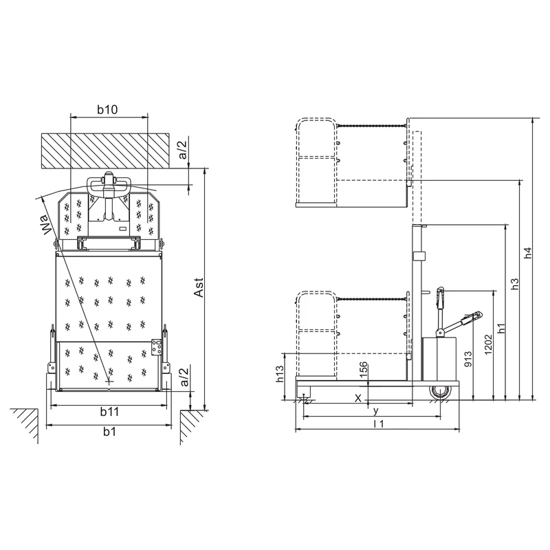 Commissionatore elettrico EKV400 con piattaforma di lavoro antiscivolo