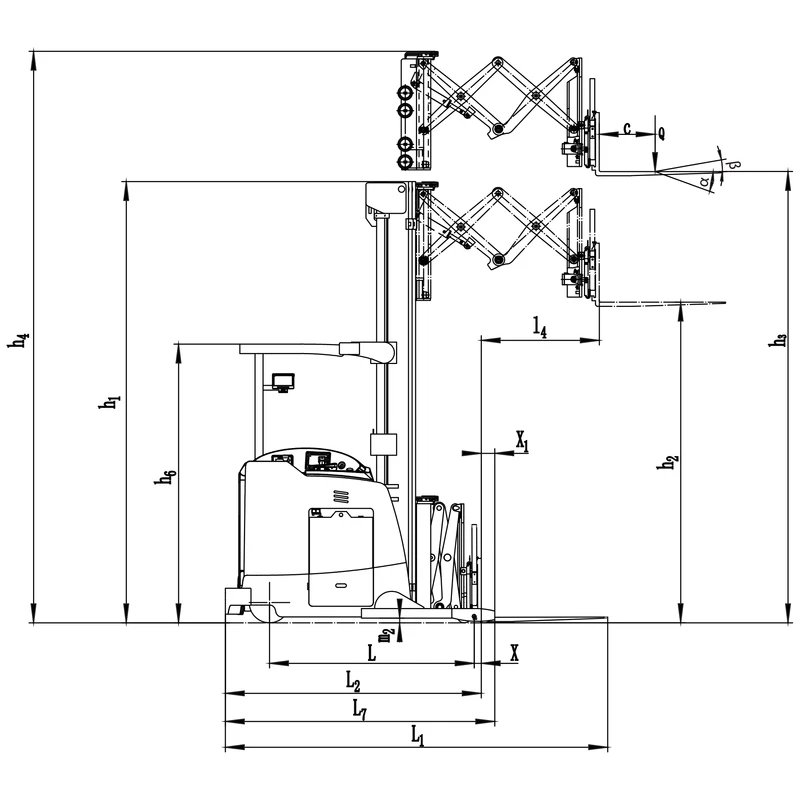 Carrello retrattile elettrico REV20DDS per scaffalature a doppia profondità