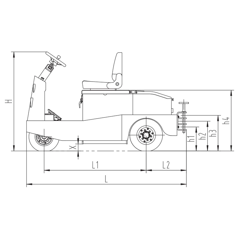 Vista del trattore elettrico da traino MVEV20/MVEV30